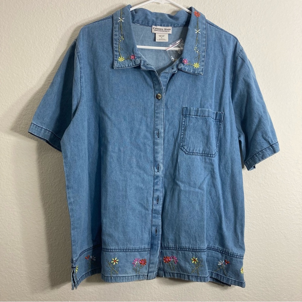 Country Store Denim Embroidered Tee - New - XL